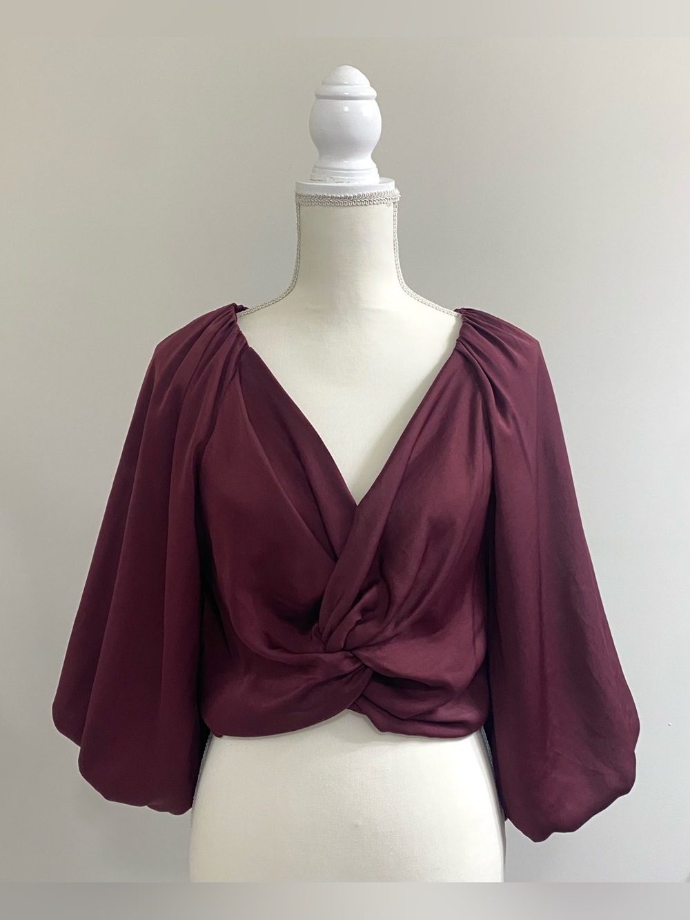 Mustard Seed Womens S Burgandy Balloon Top Boho Fall Festival Witchy Whimsigoth